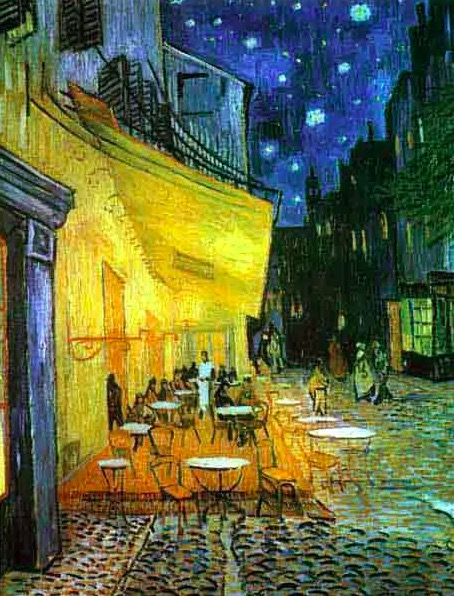 世界名画,梵高——《夜晚的咖啡馆》